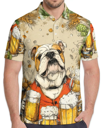 Bulldog Beer Polo Shirt for Men, Funny Party Style | Azhawaiian