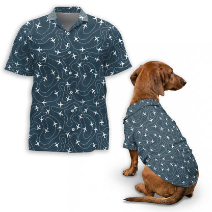 Vintage Airplane Matching Dog Owner Hawaiian Shirts, Funny Pet Aloha Shirt for Beach Vacation - Azhawaiian