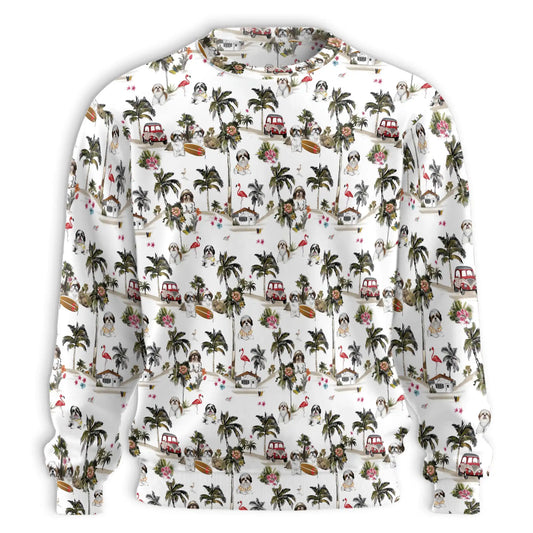 Shih Tzu Vintage Camper Flamingo Sweatshirt – Tropical Vintage 3D All Over Print Design