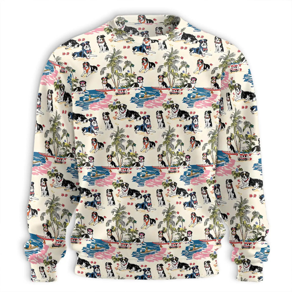 Border Collie Tropical Beach Sweatshirt – Tropical 3D All Over Print Design