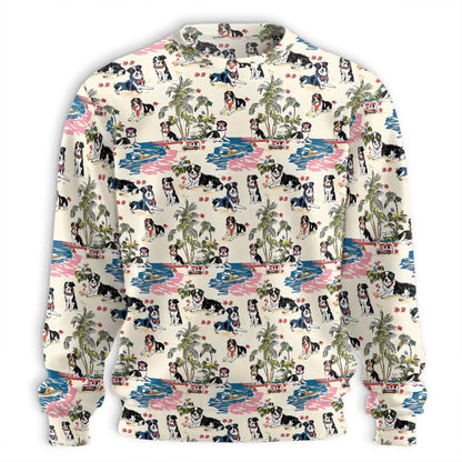 Border Collie Tropical Beach Sweatshirt – Tropical 3D All Over Print Design