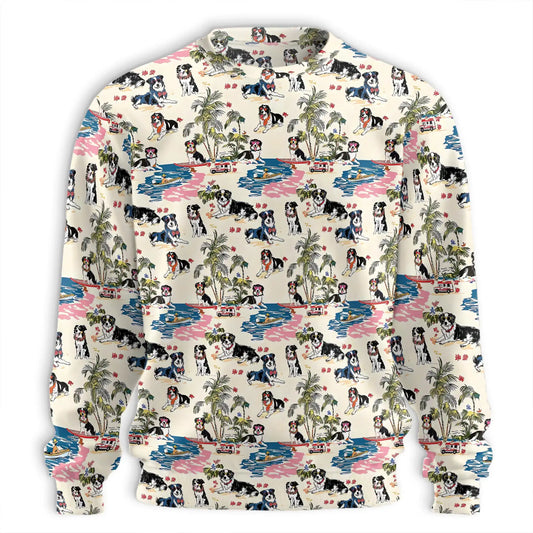 Border Collie Tropical Beach Sweatshirt – Tropical 3D All Over Print Design