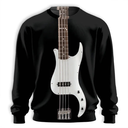 Black Bass Guitar Sweatshirt – Colorful Graphic 3D All Over Print Design