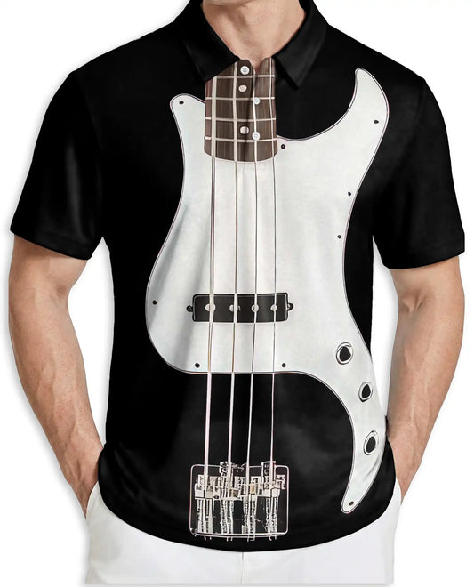 Bass Guitar 3D Polo Shirt for Men, Musician Rock Band Style | Azhawaiian