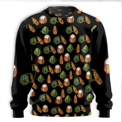 Funny Beer Hops Barley Sweatshirt – Colorful Graphic 3D All Over Print Design