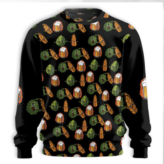 Funny Beer Hops Barley Sweatshirt – Colorful Graphic 3D All Over Print Design