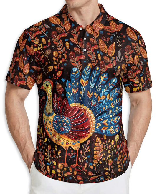 Colorful Turkey Fall 3D Polo Shirt for Men | Azhawaiian