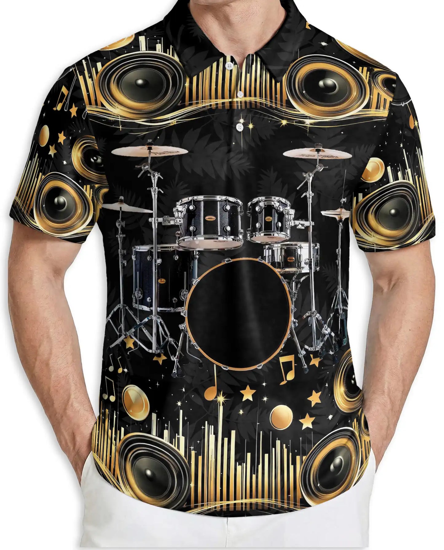 Drummer Music Lover Speaker Sound System Polo Shirt | Azhawaiian