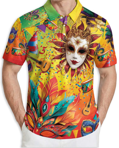Mardi Gras Carnival Venetian Mask Celebration Polo Shirt | Azhawaiian