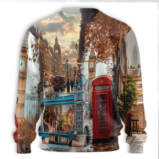 London Street Sweatshirt – Colorful Graphic 3D All Over Print Design