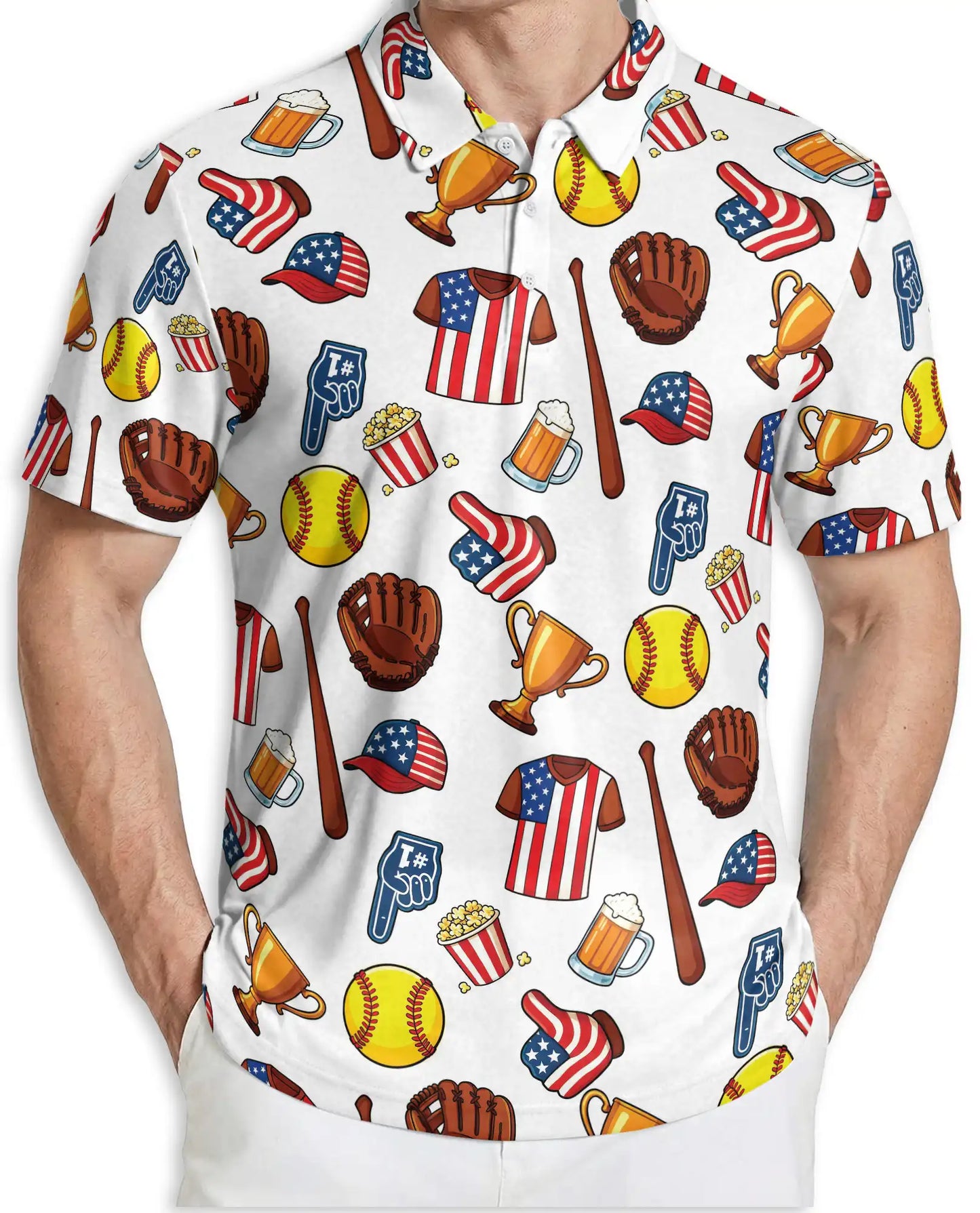 Patriotic Softball Polo Shirt for Men- USA Softball Game Day | Azhawaiian