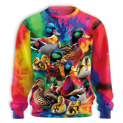 Colorful Duck Sweatshirt – Colorful Graphic 3D All Over Print Design