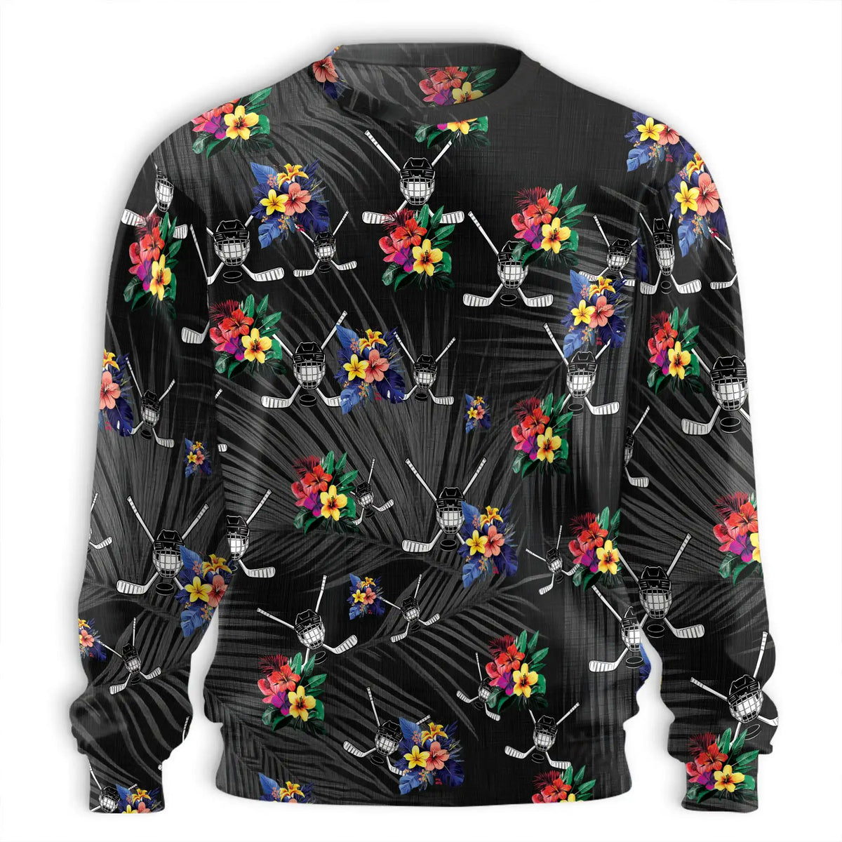Simple Hockey Tropical Black Sweatshirt – Tropical 3D All Over Print Design
