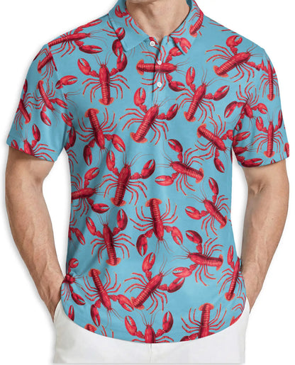 Lobster 3D Polo Shirt for Men, Seafood Ocean Summer Style | Azhawaiian