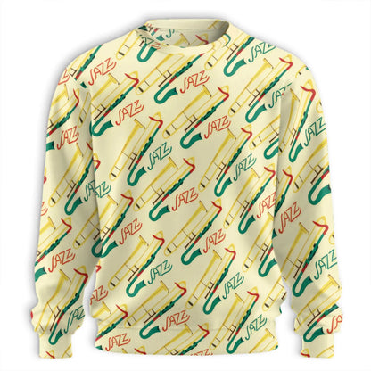 Jazz Trumpet Pattern Sweatshirt – Colorful Graphic 3D All Over Print Design