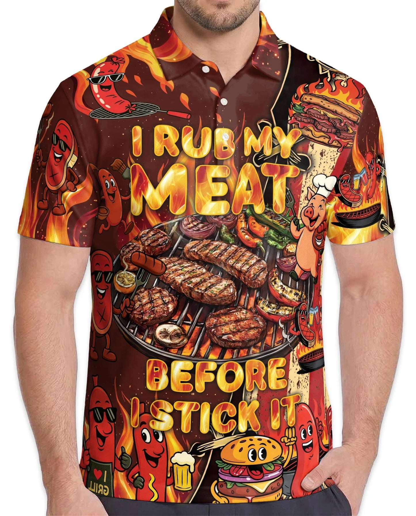 Funny BBQ Grilling Polo Shirt for Men, Grill Master Style | Azhawaiian