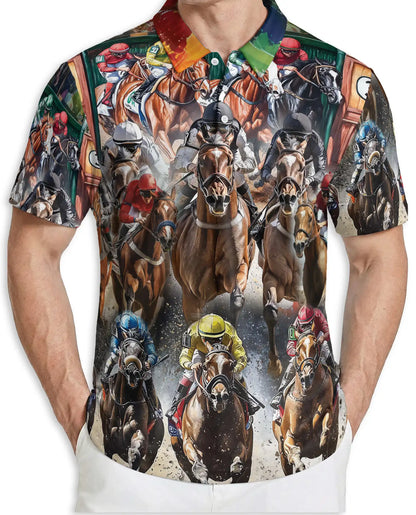 Horse Racing Polo Shirt, Derby Jockey Print | Azhawaiian