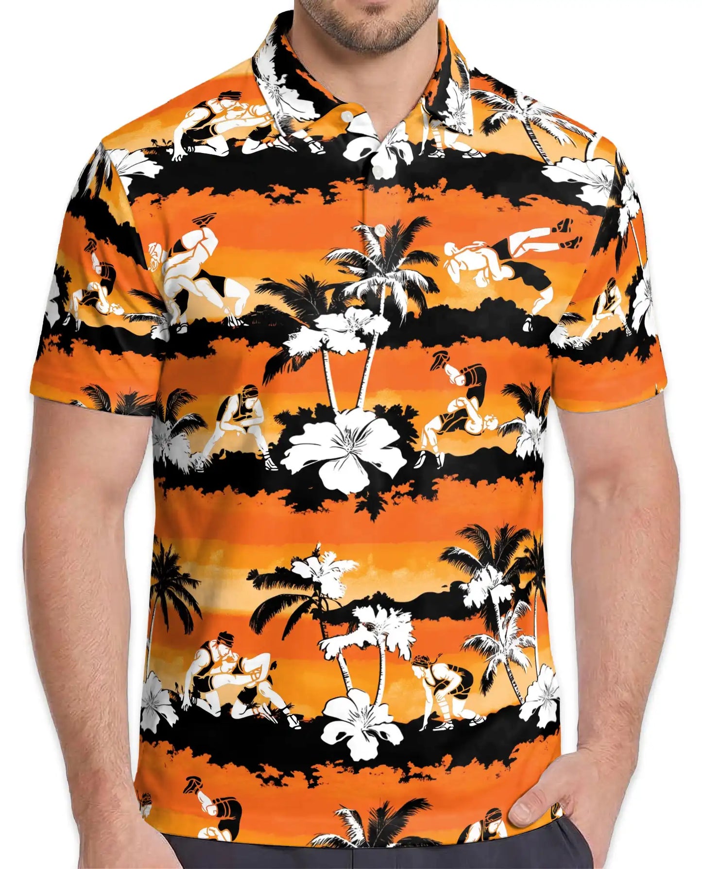 Beach Volleyball Polo Shirt - Tropical Sunset Island Style | Azhawaiian