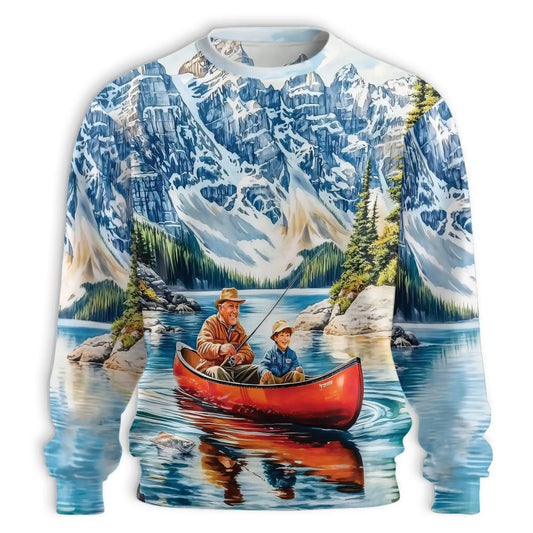 Rowing Boat Fishing Sweatshirt – Colorful Graphic 3D All Over Print Design