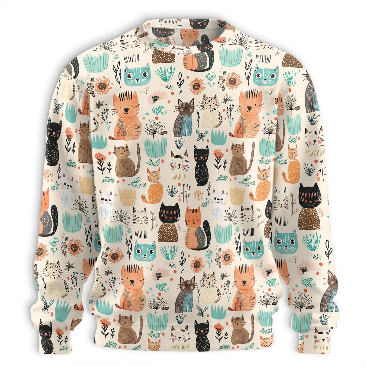 Abstract Cat Sweatshirt – Colorful Graphic 3D All Over Print Design