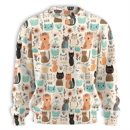 Abstract Cat Sweatshirt – Colorful Graphic 3D All Over Print Design