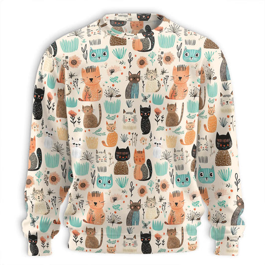 Abstract Cat Sweatshirt – Colorful Graphic 3D All Over Print Design