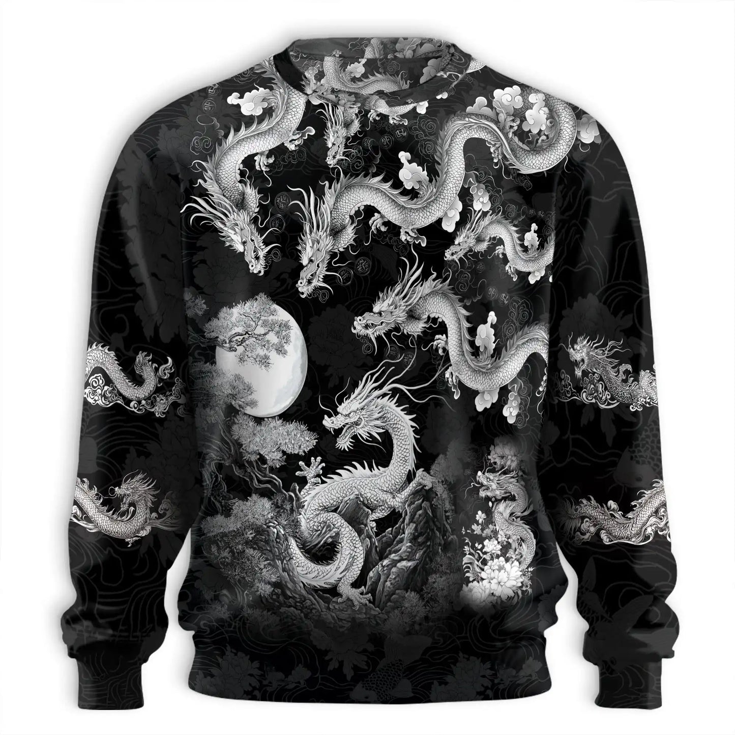 Black and White Dragon Sweatshirt – Colorful Graphic 3D All Over Print Design