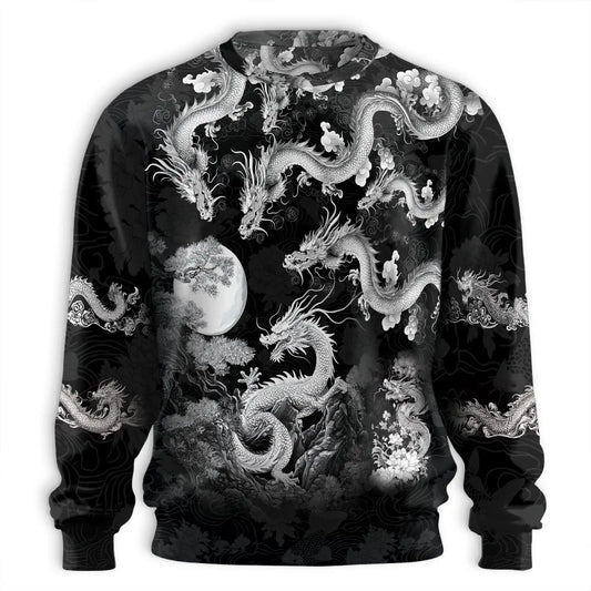 Black and White Dragon Sweatshirt – Colorful Graphic 3D All Over Print Design