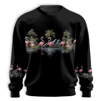 Flamingo Black Sweatshirt – Tropical 3D All Over Print Design