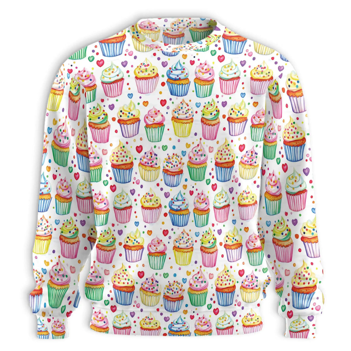 Cupcake Pattern Sweatshirt – Colorful Graphic 3D All Over Print Design