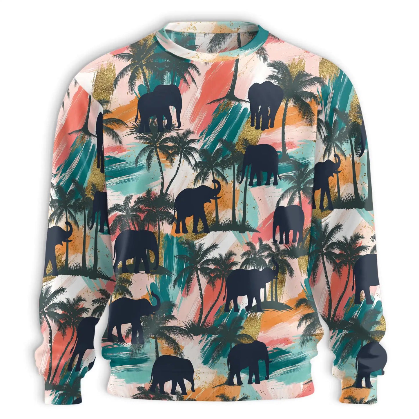 Elephant Coconut Palm Sweatshirt – Tropical 3D All Over Print Design