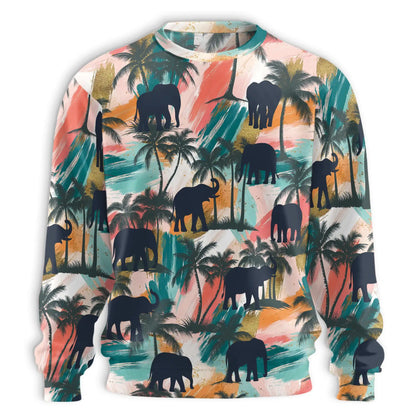 Elephant Coconut Palm Sweatshirt – Tropical 3D All Over Print Design