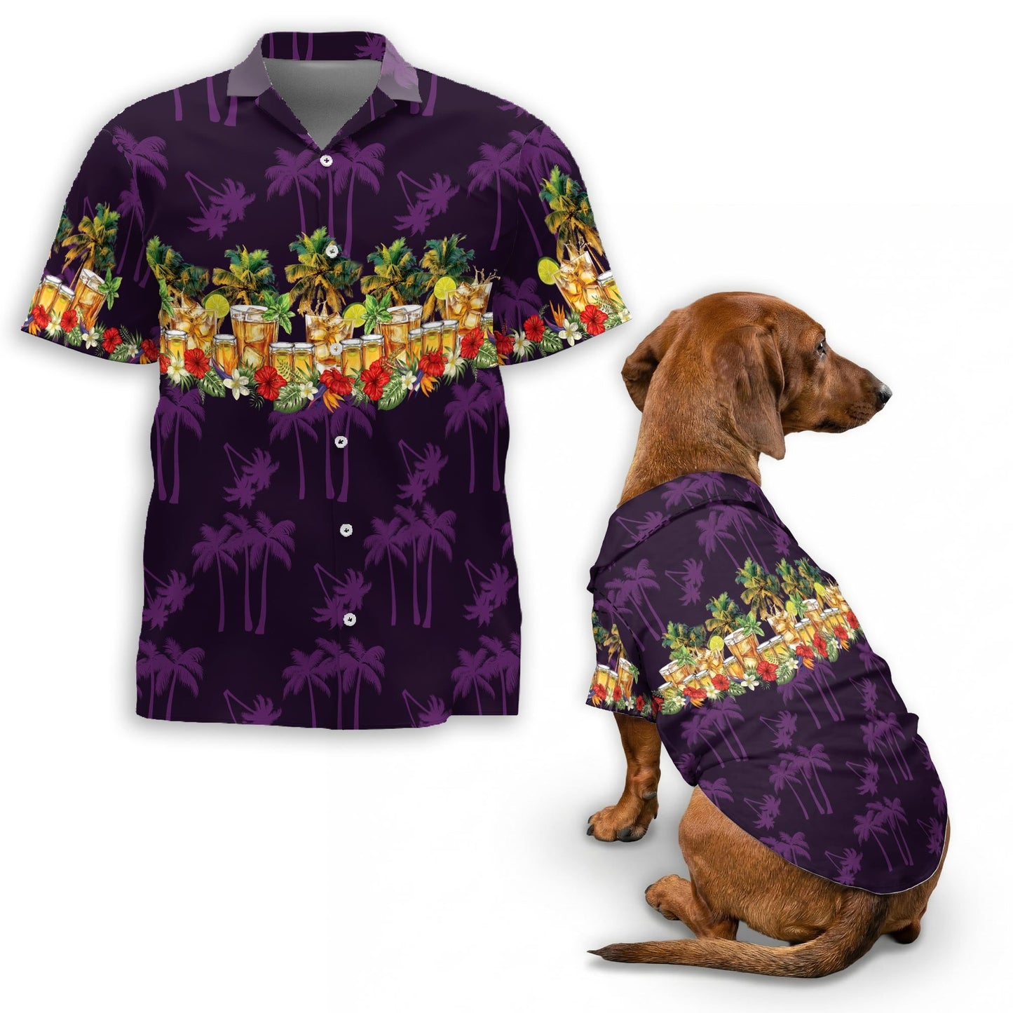 Tequila Matching Dog Owner Hawaiian Shirts, Funny Pet Aloha Shirt for Beach Vacation - Azhawaiian