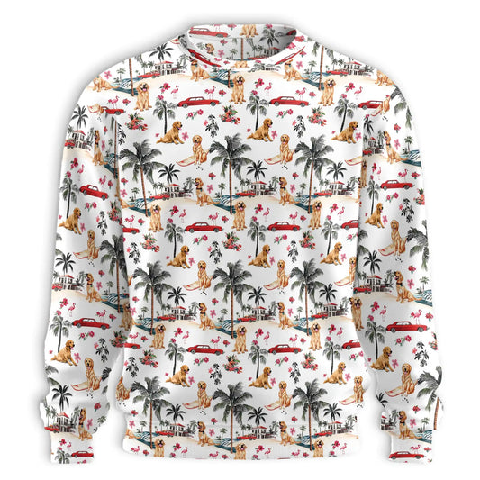 Golden Retriever Palm Trees Sweatshirt – Tropical 3D All Over Print Design