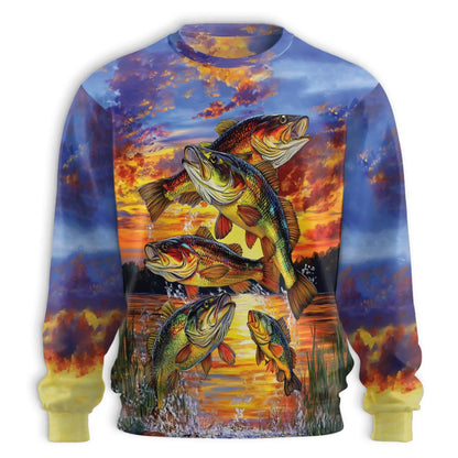 Largemouth Bass Fishing Sweatshirt – Colorful Graphic 3D All Over Print Design