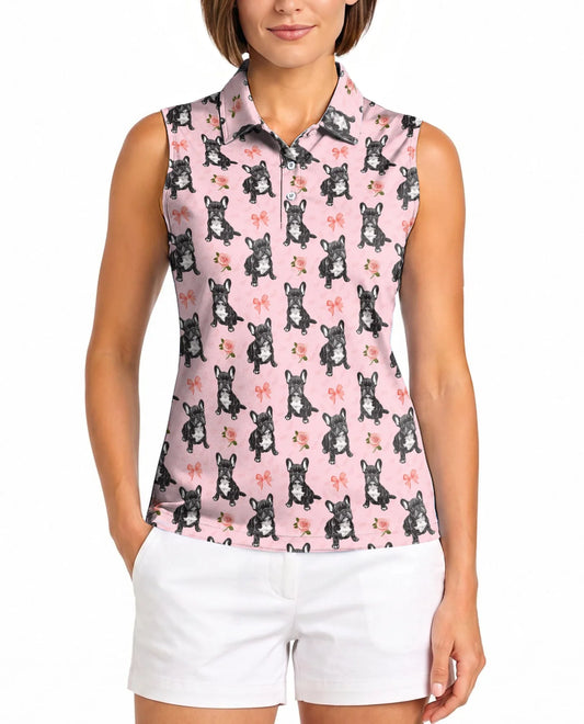 French Bulldog Sleeveless Polo Shirt for Women | Azhawaiian