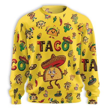 Taco Print Sweatshirt – Colorful Graphic 3D All Over Print Design