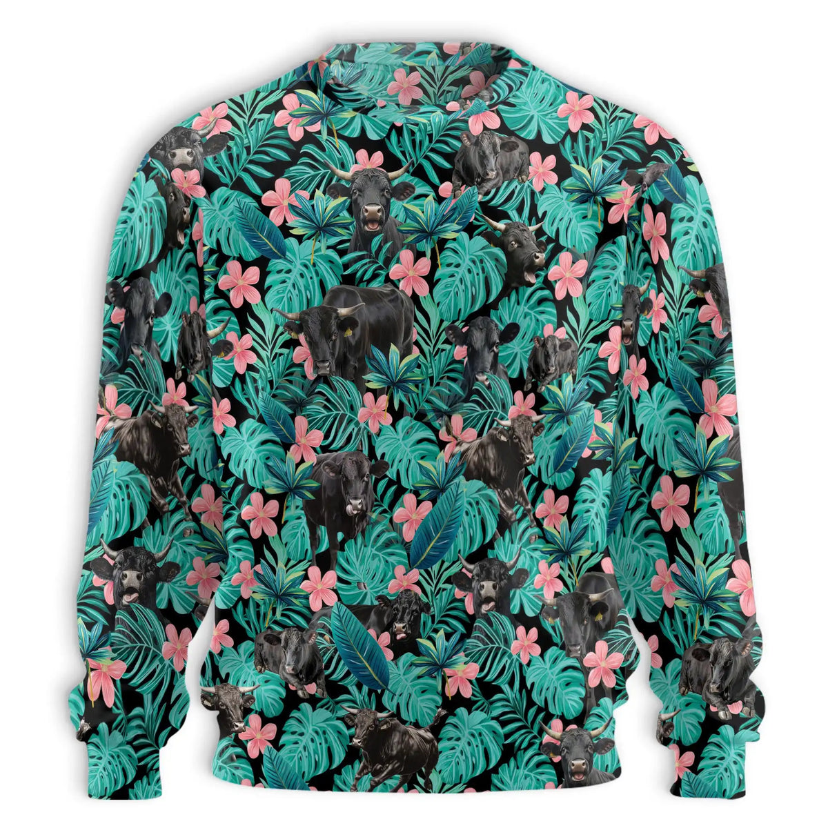 Tropical Black Cow Lover Sweatshirt – Tropical 3D All Over Print Design