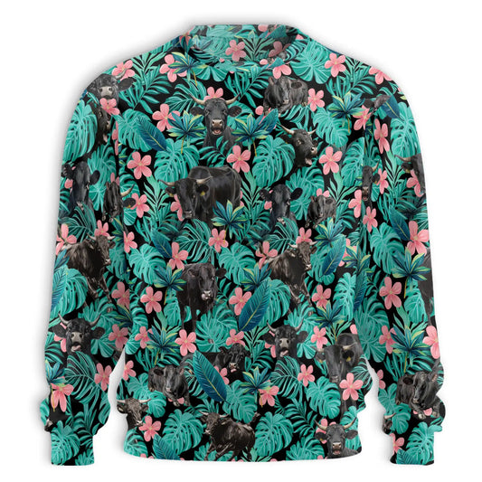 Tropical Black Cow Lover Sweatshirt – Tropical 3D All Over Print Design