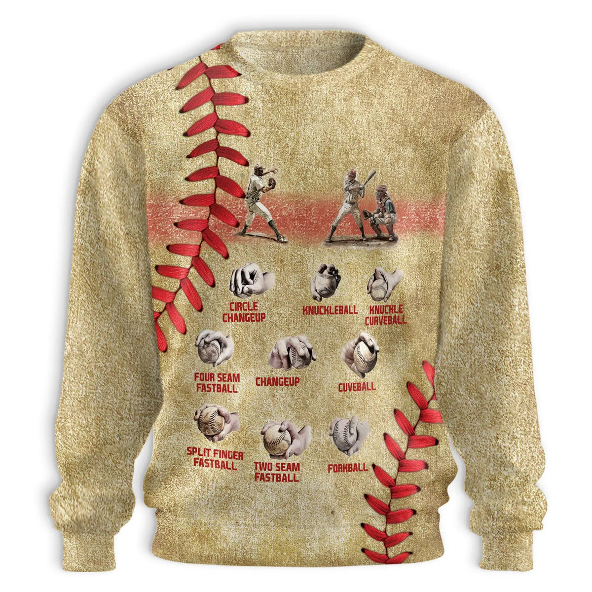 Baseball Pitching Grips Sweatshirt – Colorful Graphic 3D All Over Print Design