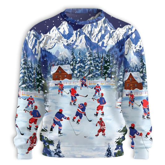 Ice Hockey Sweatshirt – Colorful Graphic 3D All Over Print Design