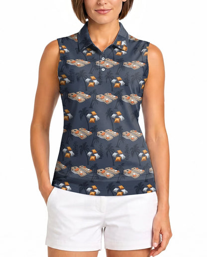 Cornhole Tree Sleeveless Polo Shirt for Women | Azhawaiian