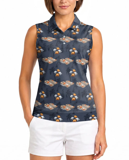 Cornhole Tree Sleeveless Polo Shirt for Women | Azhawaiian