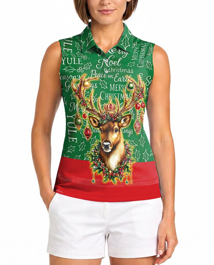 Santa Claus Sleeveless Polo Shirt for Women | Azhawaiian