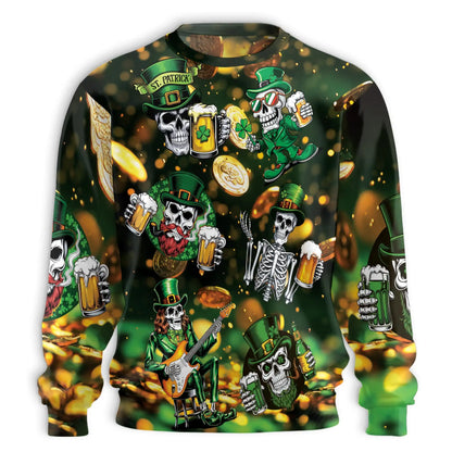 St Patrick’s Day Skull Beer Sweatshirt – Colorful Graphic 3D All Over Print Design
