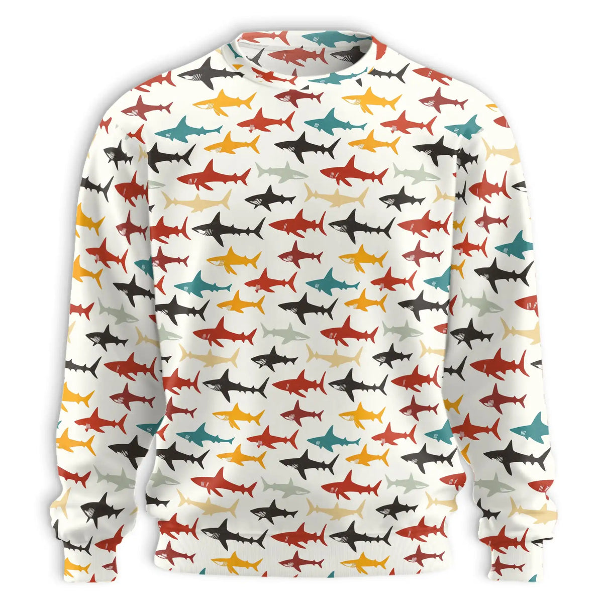 Colorful Shark Sweatshirt – Tropical 3D All Over Print Design