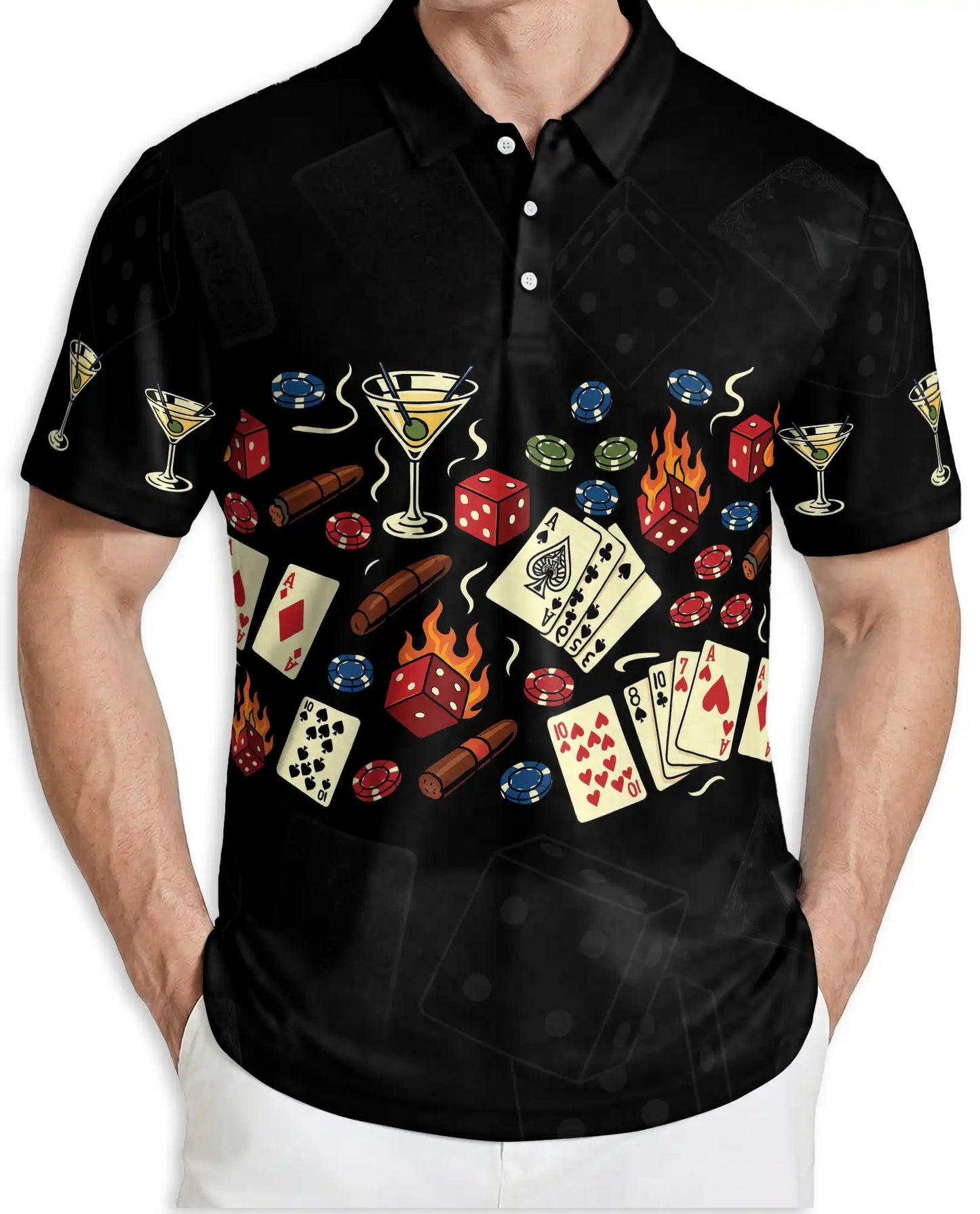 Casino Poker Polo Shirt, Gambling Night Print | Azhawaiian