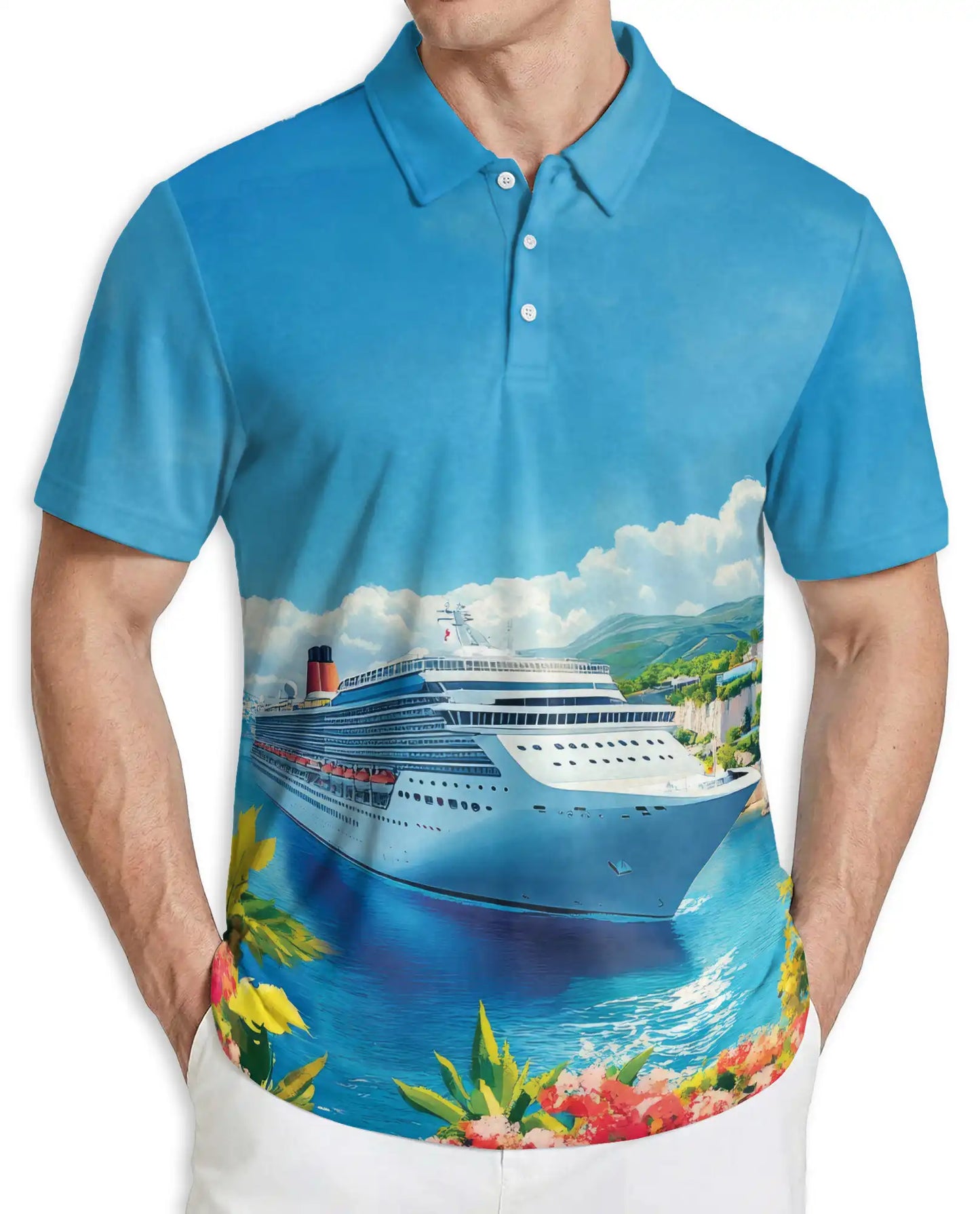 Cruise Ship Ocean View 3D Polo Shirt | Azhawaiian