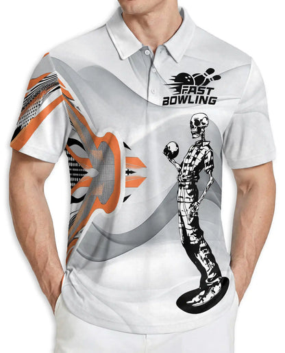 Bowling Polo Shirt, Skeleton Fast Bowling Print | Azhawaiian
