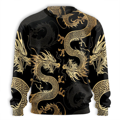 Black and Gold Traditional Dragon Sweatshirt – Colorful Graphic 3D All Over Print Design